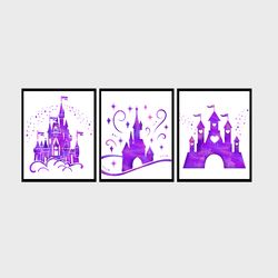 Cinderella's castle Disney Set Art Print Digital Files nursery room watercolor