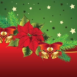 Christmas banner with poinsettia