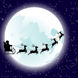 flying santa and full moon