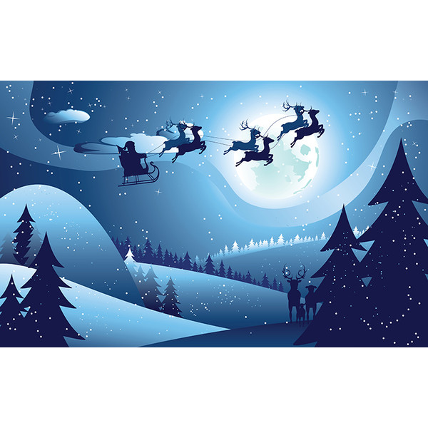 Flying Santa and Winter Forest.jpg