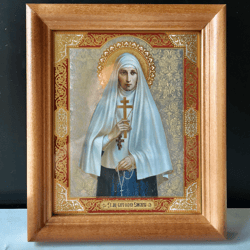 St. Elizabeth the New Martyr of Russia  | Icon Gold Foiled in Wooden  frame with Glass 6" x 5" | Handcrafted