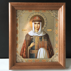 St Olga of Kiev | In wooden frame with glass | Lithography icon | Size: 6" x 5"