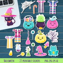Halloween stickers, Printable stickers designs, Instant Download, Digital Download