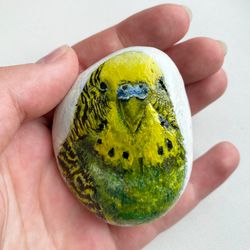 Realistic per portrait, Parrot art, Hand-painted stone