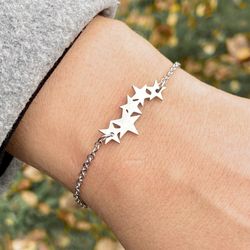 Bracelet with stars, Stainless steel jewelry