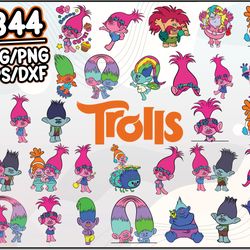 trolls bundle svg, trolls svg, cartoon svg png dxf eps file