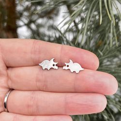Hypoallergenic stud earrings with Triceratops