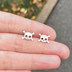 skeleton stud earrings, stainless steel