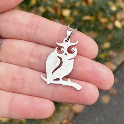 owl pendant, stainless steel jewelry