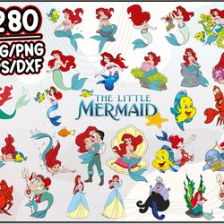 little mermaid ariel bundle svg, little mermaid ariel svg, cartoon svg png dxf eps file