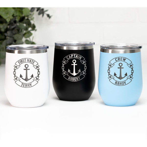Personalized Captain First mate Crew wine tumbler Boat gifts Boating accessories.jpg