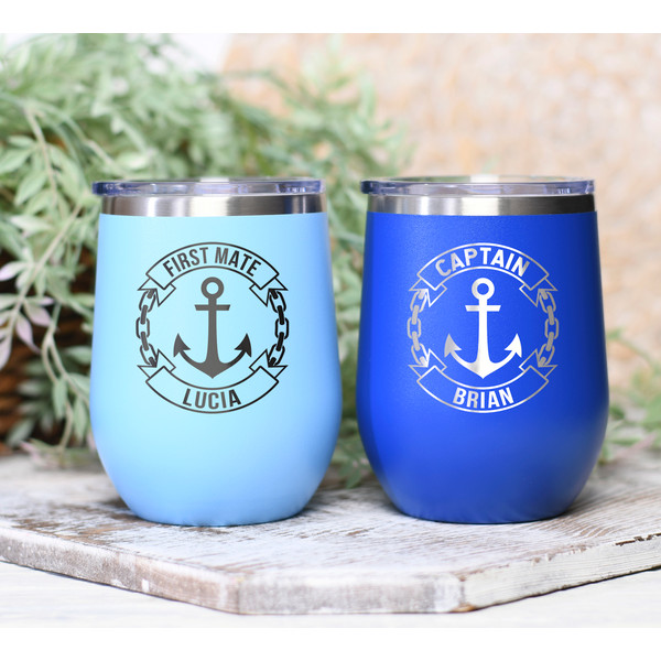 Personalized Captain First mate wine tumbler Boat gifts Boating accessories.jpg