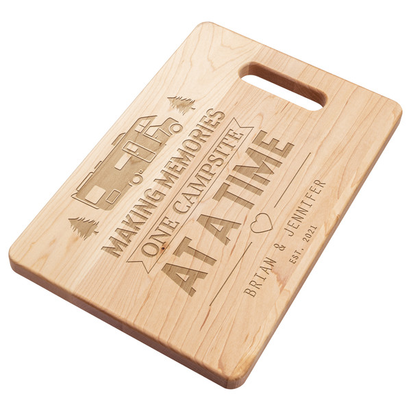 Making memories one campsite at a time Personalized engraved cutting board Camper decor.png