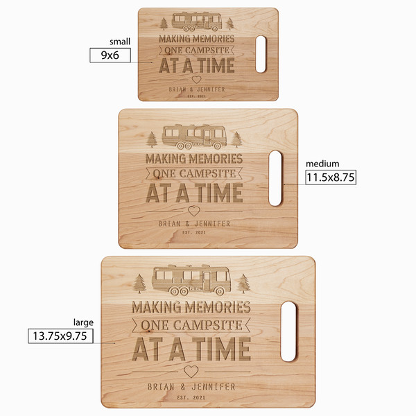 Making memories one campsite at a time Personalized engraved cutting board Sizing chart.jpg