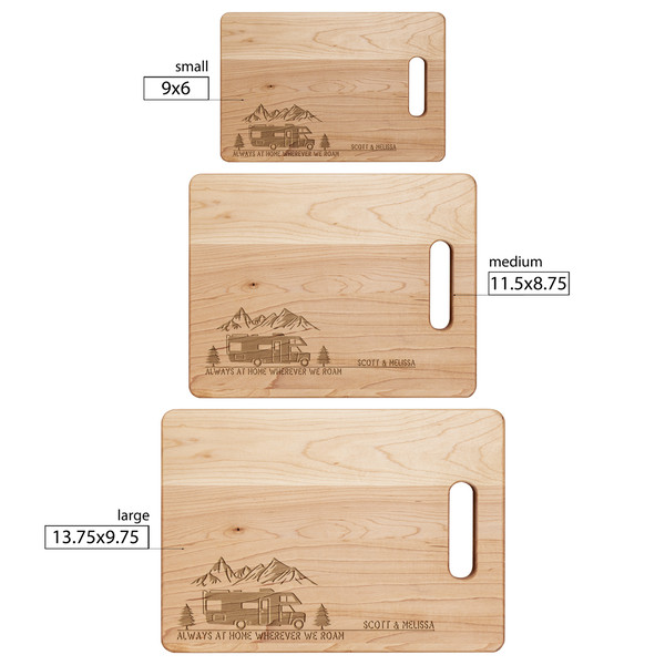 Rv gifts Always at home wherever we roam Personalized engraved cutting board.jpg