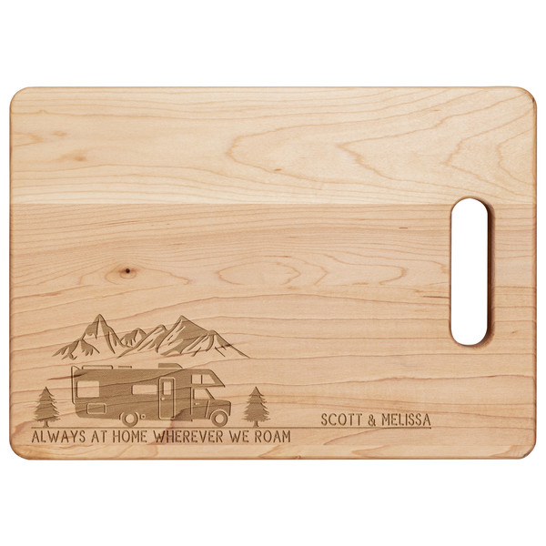 Rv gifts Always at home wherever we roam Personalized engraved cutting board Camper decor.jpg