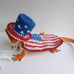 4th of July beardie hat, Independence day pet costume, Patriotic bearded dragon