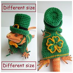 St Patrick's Day bearded dragon costume, Leprechaun pet costume
