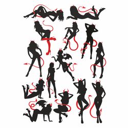 Devil Girl Bundle, Devil Girl SVG, Halloween SVG, lady devil, girl devil