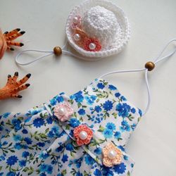 flower bearded dragon dress and hat, bearded dragon dress, dress for small pet, rat dress