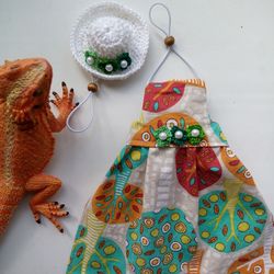 forest bearded dragon dress, beardie clothing, bearded dragon dress, dress for small pet, rat dress