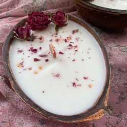 soy wax candle in coconut