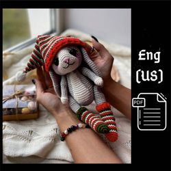 PDF Crochet Christmas Bunny Amigurimi Pattern