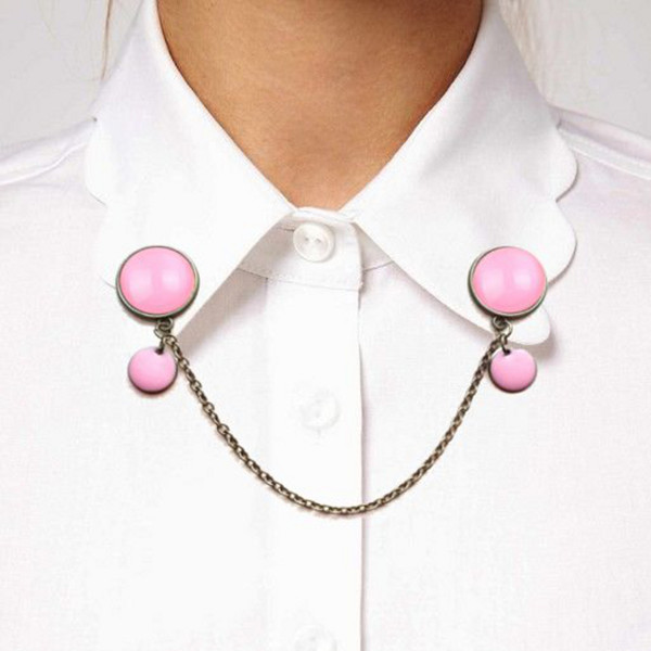 Pink сollar pins, Pink collar brooch, minimalist brooch, geometric collar pins, monochrome pink brooch, boho-1.jpg