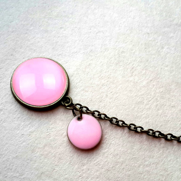 Pink sequin collar brooch, Pink collar brooches with chain, minimalist brooch, geometric collar pins, monochrome pink brooch, boho, stylish gift-1.jpg