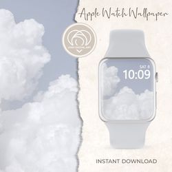 Apple Watch Face Wallpaper | Neutral Blue Sky and Clouds Minimalist Beautiful Apple Watch Face |  Smart Watch Background