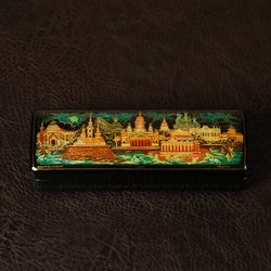 St Petersburg lacquer box hand painted vintage panorama