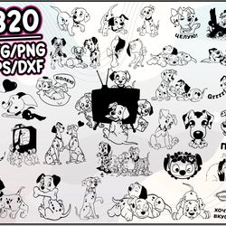 101 dalmatians bundle svg, dalmatians svg, cartoon svg png dxf eps file