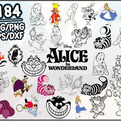 alice in wonderland bundle svg, alice in wonderland svg, cartoon svg png dxf eps file