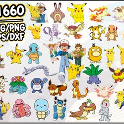 Pokemon Bundle SVG, Pokemon SVG, Cartoon SVG PNG DXF EPS File