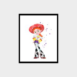 Jessie Toy Story Disney Art Print Digital Files nursery room watercolor