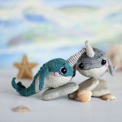 Crochet pattern narwhal, Amigurumi Whale pattern, PDF Digital Download, nordic animal stuffed toy, winter crochet toy