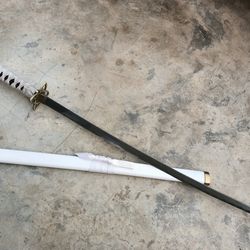 handmade carbon steel real hamon japanese katana samurai sword with white scabbard, personalized sword, personalized gif
