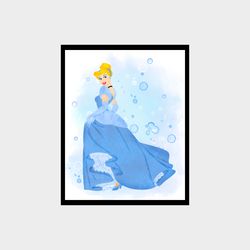 Princess Cinderella Disney Art Print Digital Files nursery room watercolor