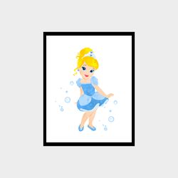 Princess Cinderella Disney Art Print Digital Files nursery room watercolor