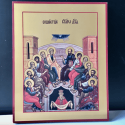 The Descent of the Holy Spirit Upon the Apostles - Pentecost | High quality serigraph icon on wood | Size: 11,8" x 9,5"