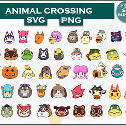 animal crossing bundle svg, animal crossing svg, cartoon svg png eps dxf digital file