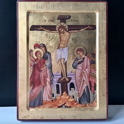 The crucifixion of Jesus Christ | High Quality Serigraph icon on wood | Size: 12" x 9,5"