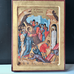 The Raising of Lazarus | High Quality Serigraph icon on wood | Made in Greece | Size: 12" x 9,5"