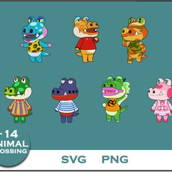 alligator animal crossing bundle svg, alligator svg, cartoon svg digital file