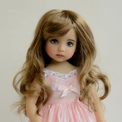 New doll's pink dress with French lace. Heirloom Doll Dress