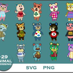 bear animal crossing bundle svg, bear svg, cartoon svg digital file