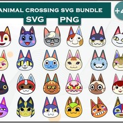 cat bundle animal crossing svg, cat svg, cartoon svg digital file