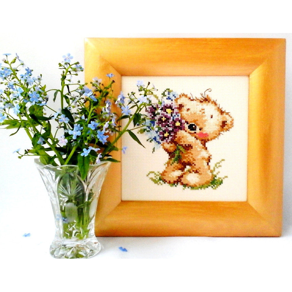 Teddy bear Bear wall decor Teddy bear with flowers Nursery art animals.jpg