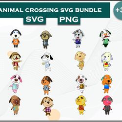 dog animal crossing bundle svg, dog svg, cartoon svg digital file