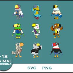 eagle animal crossing bundle svg, eagle svg, cartoon svg digital file